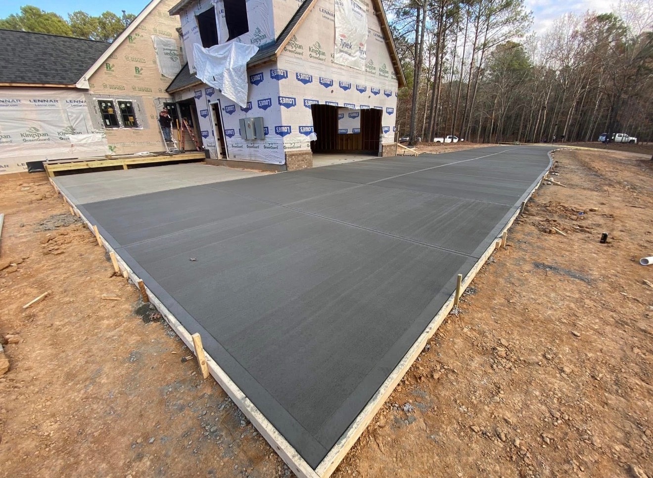 Concrete driveway pour