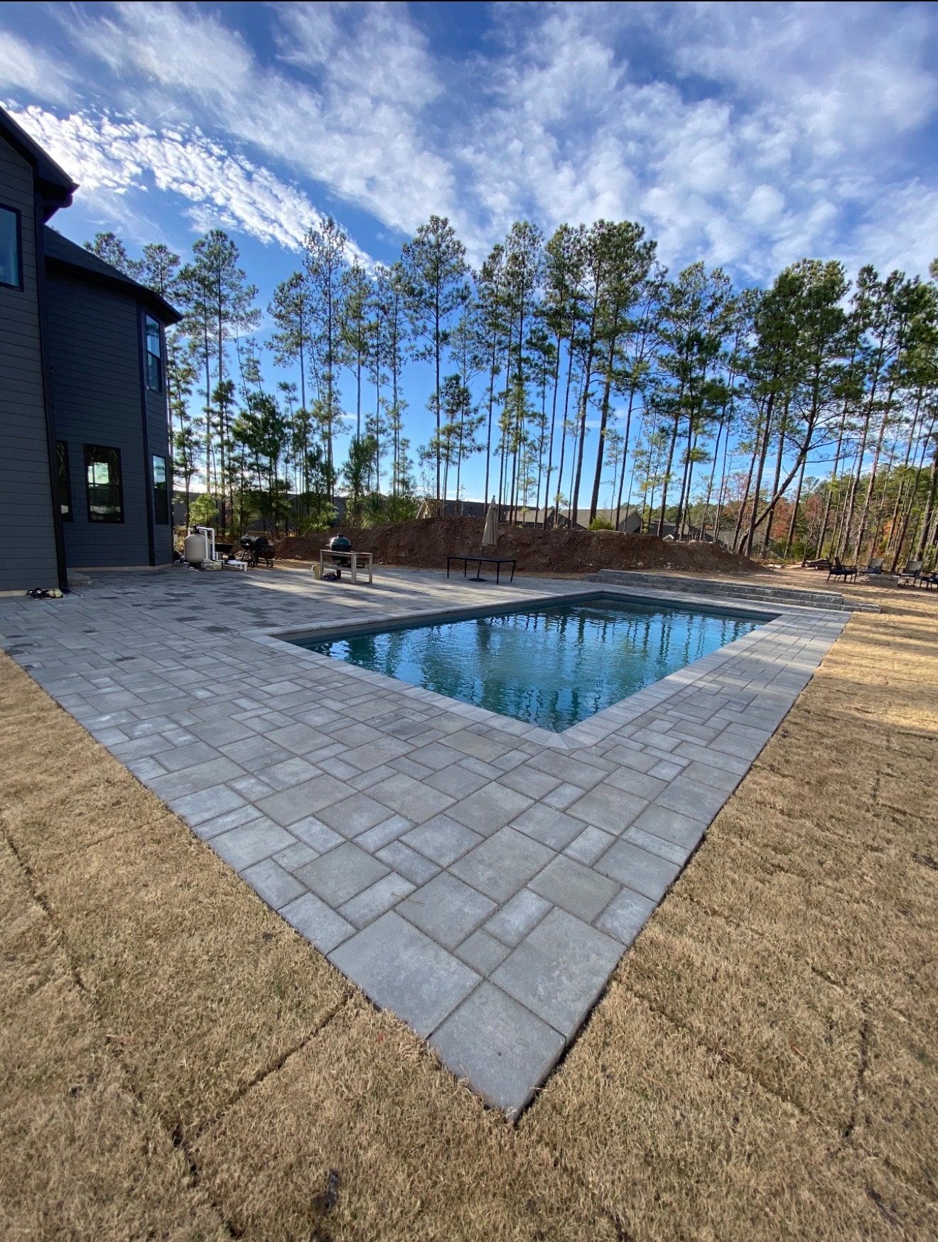 Modern backyard pool patio