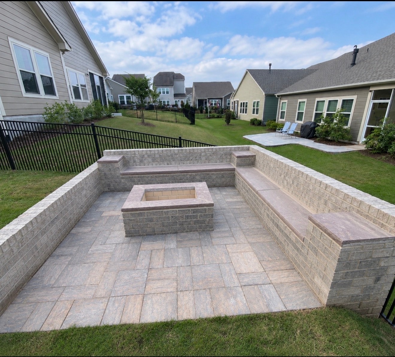Backyard patio with fire pit